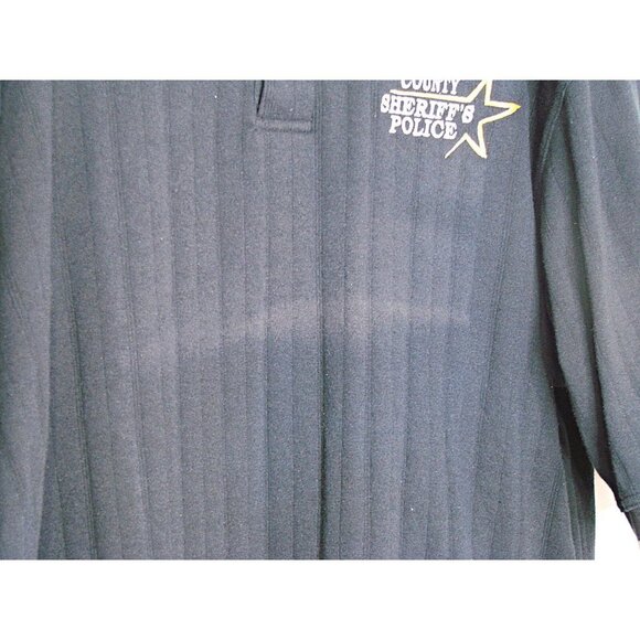 Mens Black Rock Island County IL Logo 3 Button Polo Shirt Size XL Hero 24/7 Flaw - Picture 4 of 9